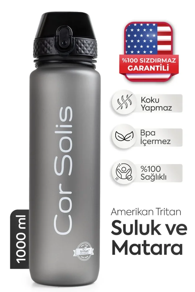 Cor Solis Tritan Suluk Pipetli 1 Litre Sporcu Su Matarası
